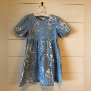 Old Navy Tiered Chambray Floral Dress Girls M